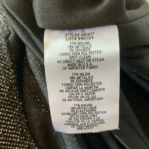 Avery G Metallic Knit Draped Back Midi Sheath Cocktail Dress Black Size 8 - Picture 12 of 13